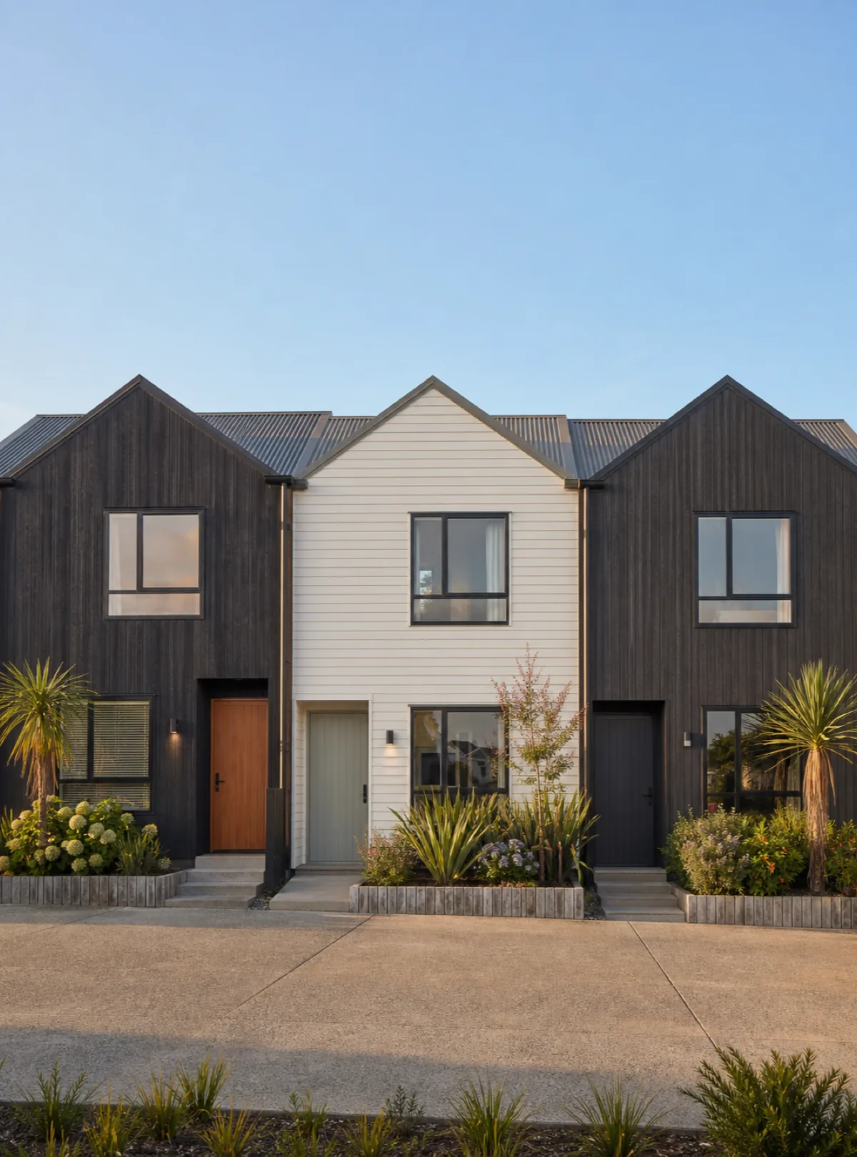 A terrace of home units sharing walls, 42% of Stonefields homes